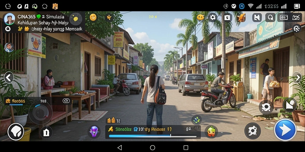 Screenshot gameplay CINA365 yang menunjukkan interaksi karakter.