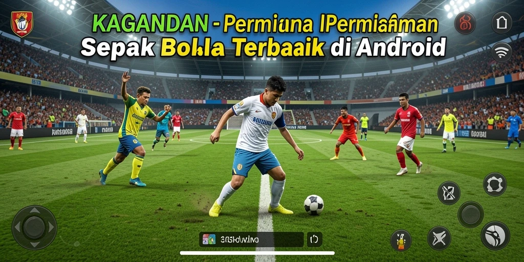 Tampilan gameplay KAGANDAN dengan aksi sepak bola yang seru.