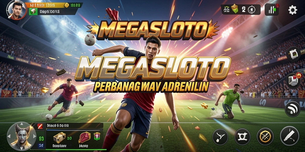 Tangkapan layar gameplay MEGASLOTO menampilkan aksi olahraga yang mendebarkan.