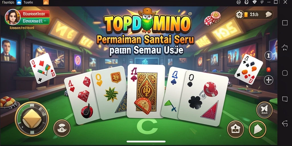 Tampilan gameplay TOPDOMINO yang seru dan interaktif.