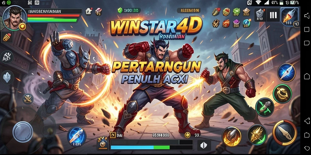 Tampilan gameplay yang mendebarkan dari WINSTAR4D dengan aksi Fighting intens.